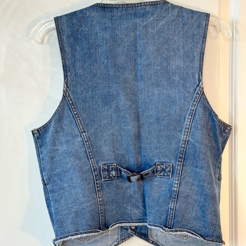 Vintage Jean Time Denim Jean Button Up Y2K Vest, size Medium - Picture 7 of 7